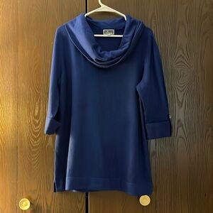 JM Collection petite royal blue 3/4 length, cowl necked sweater. Size XL.